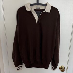 Abercrombie Essential Rugby Polo Sweatshirt Brown Medium